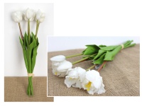 Bukiet, pęczek TULIPAN wys. 45 cm, 5 łodyg (3 kwiaty gumowe 5x5 cm, 2 pąki) BIAŁY