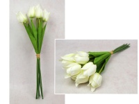 Bukiet, pęczek TULIPAN wys. 45 cm, 7 łodyg (7 kwiatów 6x4 cm) BIAŁO-LIMONKOWY