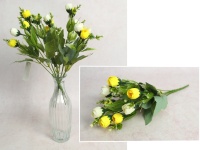 Bukiet PIWONIA wys. 30 cm, 5 łodyg (10 kwiatów 3x3 cm) BIAŁO ŻÓŁTA