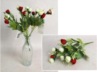 Bukiet PIWONIA wys. 30 cm, 5 łodyg (10 kwiatów 3x3 cm) BIAŁO CZERWONA