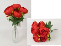 Bukiet PIWONIA wys. 35 cm, 7 łodyg (7 kwiatów 9x5 cm) CZERWONA