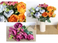 Bukiet PIWONIA wys. 46 cm 10 łodyg (6 kwiatów 9 cm +4 pąki) MIX KOLOR