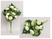 Bukiet PIWONIA z dodatkami wys. 35 cm, 7 łodyg (9 kwiatów 4x2 cm) BIAŁA