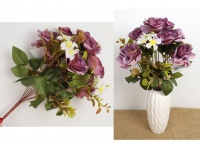 Bukiet RÓŻA 9 łodyg wys. 43 cm (6 kwiatów 10 cm) FIOLETOWA