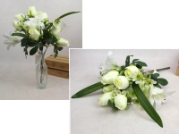 Bukiet RÓŻA, LILIA wys. 49 cm, 10 łodyg  (14 kwiatów 12-5 cm) ŚMIETANOWA