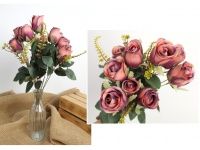 Bukiet RÓŻA nierozwinięta wys. 50 cm 11 łodyg (11 kwiatów 5,5x4 cm) RÓŻOWO-FIOLETOWA