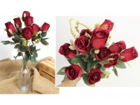 Bukiet RÓŻA nierozwinięta wys. 50 cm 11 łodyg (11 kwiatów 5,5x4 cm) CZERWONA
