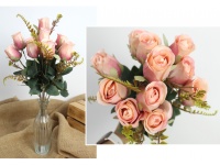 Bukiet RÓŻA nierozwinięta wys. 50 cm 11 łodyg (11 kwiatów 5,5x4 cm) RÓŻOWA pudrowa