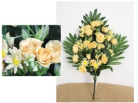 Bukiet RÓŻA, STOKROTKA z dodatkami wys. 53 cm, 14 łodyg (kwiat 4,5x2 cm) ŻÓLTA