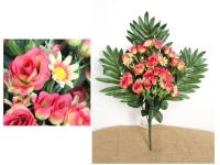 Bukiet RÓŻA, STOKROTKA z dodatkami wys. 53 cm, 14 łodyg (kwiat 4,5x2 cm) RÓŻOWO-ŻÓŁTA