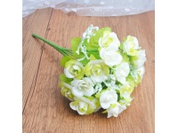 Bukiet RÓŻA wys. 24 cm 7 łodyg (21 kwiatów 2,5 cm) BIAŁO-ZIELONA