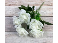 Bukiet RÓŻA wys. 30 cm 5łodyg (5 kwiatów 7 cm) BIAŁA