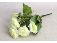 Bukiet RÓŻA wys. 30 cm, 6 łodyg (6 kwiatów 5x3 cm) BIAŁA