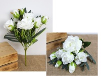 Bukiet RÓŻA wys. 36 cm, 7 łodyg (4 kwiaty 9-5 cm, 3 pąki) BIAŁA