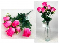 Bukiet RÓŻA wys. 38 cm 7 łodyg (7 kwiatów 6,5x4,5 cm) RÓŻOWA