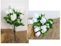 Bukiet RÓŻA wys. 40 cm, 12 łodyg  (12 kwiatów 6x4 cm) BIAŁA