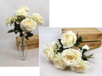 Bukiet RÓŻA wys. 44 cm, 7 łodyg (7 kwiatów 10x5 cm) ŚMIETANOWA cieniowana