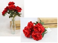 Bukiet RÓŻA wys. 44 cm, 7 łodyg (7 kwiatów 10x5 cm) CZERWONA