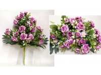 Bukiet RÓŻA wys.45 cm, 12 łodyg (kwiat 5x3 cm + pąki) FIOLETOWY CIENIOWANY