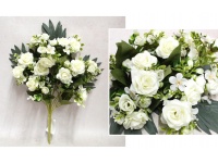 Bukiet RÓŻA wys.45 cm, 12 łodyg (kwiat 5x3 cm + pąki) BIAŁA
