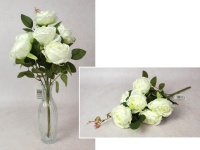 Bukiet RÓŻA wys. 45 cm, 6 łodyg (6 kwiatów 8,5x5 cm) BIAŁA