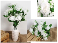 Bukiet RÓŻA wys. 50 cm, 12 łodyg (12 kwiatów 7x5 cm) BIAŁA