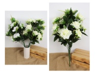 Bukiet RÓŻA wys. 63cm, 18 łodyg (13 kwiatów 11x5 cm) BIAŁA, ŚMIETANOWA mix