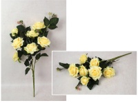 Bukiet RÓŻA wys. 69 cm, 3 łodygi (7 kwiatów 11-7 cm) jasno ŻÓŁTA