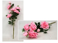 Bukiet RÓŻA wys. 70 cm, 3 łodygi (5 kwiatów 12x5 cm, 2 pąki) różowa