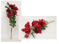 Bukiet RÓŻA wys. 70 cm, 3 łodygi (5 kwiatów 12x5 cm, 2 pąki) czerwona