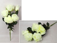 Bukiet RÓŻA wys. 75 cm, 3 łodygi (4 kwiaty 15x10 cm + pąk) ŚMIETANOWA