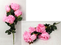 Bukiet RÓŻA wys. 75 cm, 3 łodygi (4 kwiaty 15x10 cm + pąk) RÓŻOWA