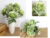 Bukiet RÓŻA z dodatkami wys. 43 cm, 9 łodyg (11x6 cm) ZIELONA