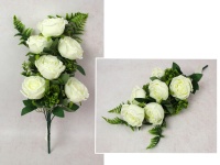 Bukiet RÓŻA z dodatkami wys. 50 cm, 9 łodyg (6 kwiatów 9x5 cm) BIAŁA