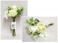 Bukiet RÓŻA z dodatkami wys. 30 cm, 5 łodyg (2 kwiaty 8-5 cm) - BIAŁY