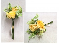 Bukiet RÓŻA z dodatkami wys. 30 cm, 5 łodyg (2 kwiaty 8-5 cm) - BRZOSKWINIOWY