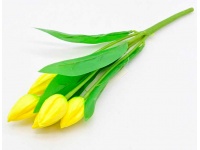 Bukiet TULIPAN piankowy 5 łodyg wys. 28 cm (kwiat4,5x2 cm) ŻÓŁTY - 1 szt