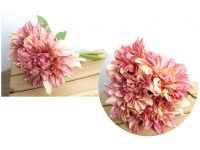 Bukiet sztuczny DALIA 25 cm 6 kwiatów 13 cm PUDROWY