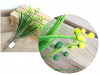 Bukiet sztuczny drobne kuleczki z trawą 34 cm 5 łodyg ŻÓŁTY