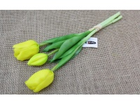 Bukiet TULIPANY gumowany wys. 30 cm (2 główki 5x4 cm, 1 pąk 4,5x2,5 cm) ŻÓŁTY - JAK ŻYWY