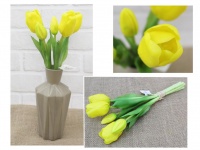 Bukiet TULIPANY gumowany wys. 30 cm (3 główki 5x4 cm, 2 pąki 4x2 cm) ŻÓŁTY - JAK ŻYWY