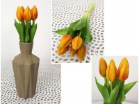 Bukiet TULIPAN gumowany wys. 30 cm (5 pąków 4,5x2 cm) POMARAŃCZOWY - JAK ŻYWY