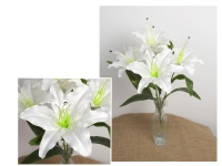 Bukiet LILIA 3D print  wys. 50 cm 5 łodyg (5 kwiatów 17,5 cm) BIAŁY