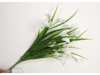 Bukiet Trawa z plastikowymi kwiatkami KALII wys. 40 cm 7 łodyg (kwiat 3 cm) BIAŁA