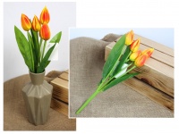 Bukiet TULIPAN piankowy wys. 30 cm (5 główek 4,5x2,5 cm) POMARAŃCZOWO ŻÓŁTY