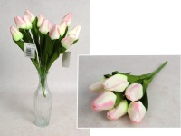 Bukiet TULIPAN wys. 33 cm, 7 łodyg (7 kwiatów 5x4 cm) RÓŻOWO-LIMONKOWY