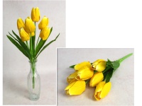 Bukiet TULIPAN wys. 40 cm, 7 łodyg (7 kwiatów 6x4 cm) ŻÓŁTY