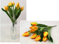 Bukiet TULIPAN wys. 40 cm, 9 łodyg (9 kwiatów 5x3 cm) POMARAŃCZOWO - ZIELONY