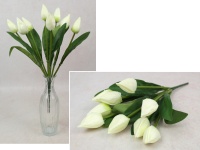 Bukiet TULIPAN wys. 40 cm, 9 łodyg (9 kwiatów 5x3 cm) ŚMIETANOWY