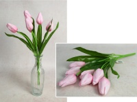 Bukiet TULIPAN wys. 42 cm, 7 łodyg (7 kwiatów 6x3,5 cm) RÓŻOWY